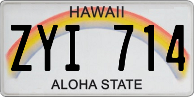 HI license plate ZYI714