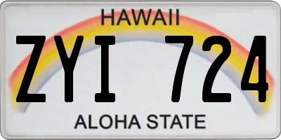 HI license plate ZYI724