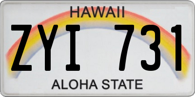 HI license plate ZYI731
