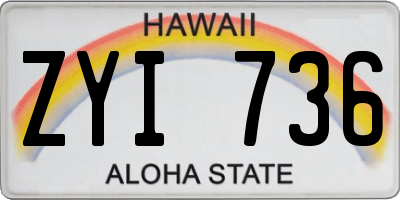HI license plate ZYI736