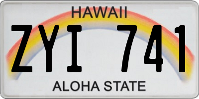 HI license plate ZYI741
