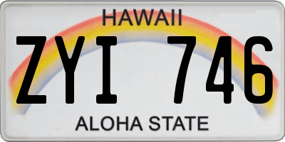 HI license plate ZYI746