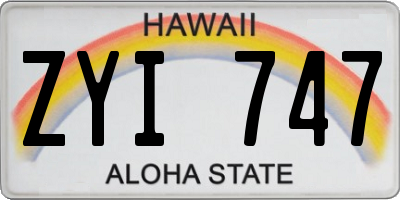 HI license plate ZYI747