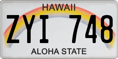 HI license plate ZYI748