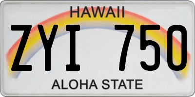 HI license plate ZYI750