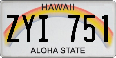 HI license plate ZYI751