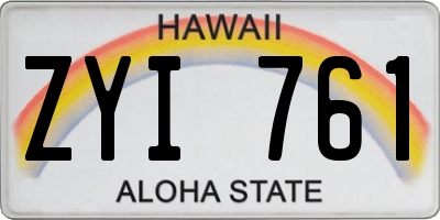 HI license plate ZYI761