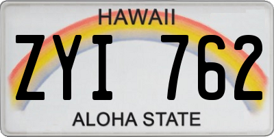 HI license plate ZYI762