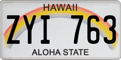 HI license plate ZYI763