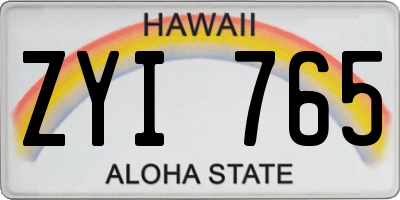 HI license plate ZYI765