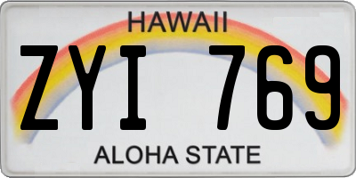 HI license plate ZYI769