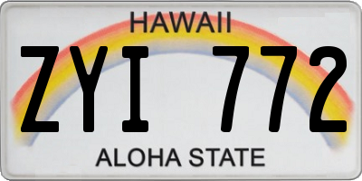 HI license plate ZYI772