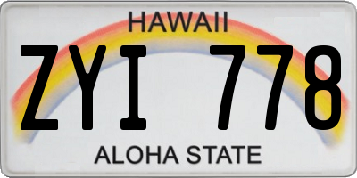 HI license plate ZYI778