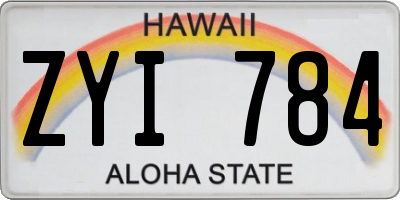 HI license plate ZYI784