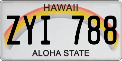 HI license plate ZYI788
