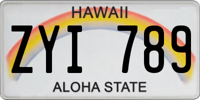 HI license plate ZYI789