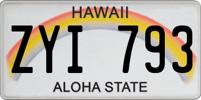HI license plate ZYI793