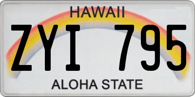 HI license plate ZYI795