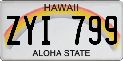 HI license plate ZYI799