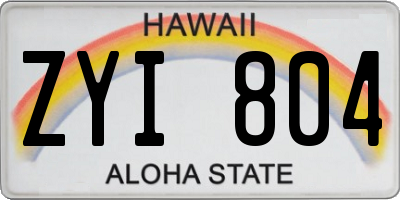 HI license plate ZYI804