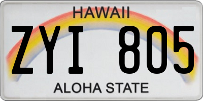 HI license plate ZYI805