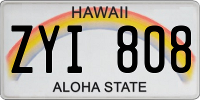 HI license plate ZYI808