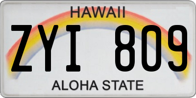 HI license plate ZYI809