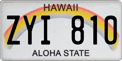 HI license plate ZYI810
