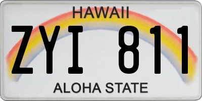 HI license plate ZYI811
