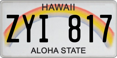 HI license plate ZYI817