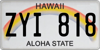HI license plate ZYI818