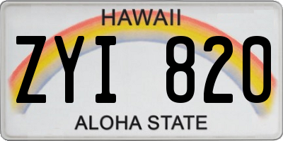 HI license plate ZYI820