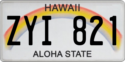 HI license plate ZYI821