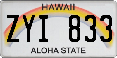 HI license plate ZYI833