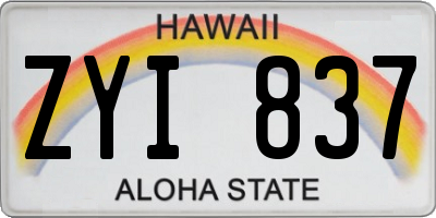 HI license plate ZYI837