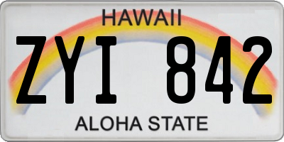 HI license plate ZYI842