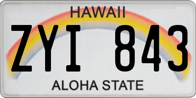 HI license plate ZYI843