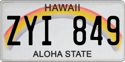 HI license plate ZYI849
