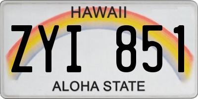HI license plate ZYI851