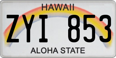 HI license plate ZYI853