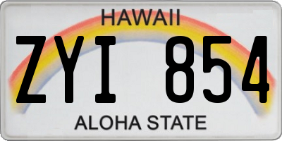 HI license plate ZYI854