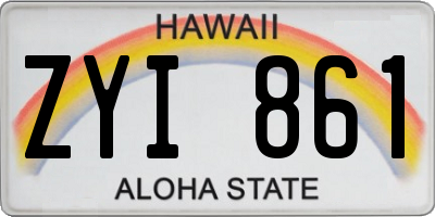 HI license plate ZYI861