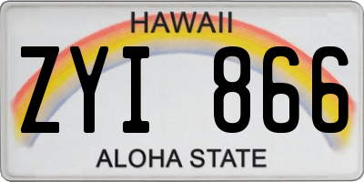 HI license plate ZYI866
