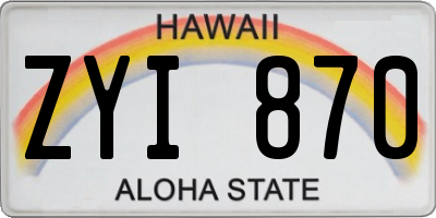 HI license plate ZYI870