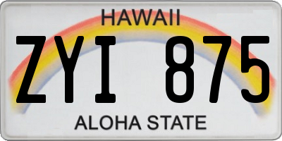 HI license plate ZYI875