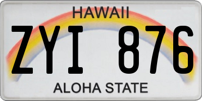 HI license plate ZYI876