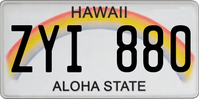 HI license plate ZYI880