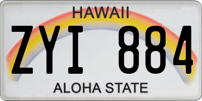 HI license plate ZYI884