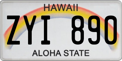 HI license plate ZYI890