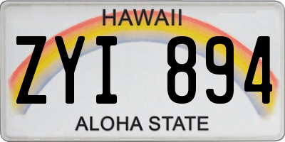 HI license plate ZYI894